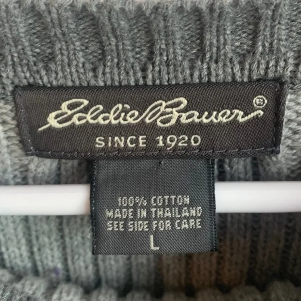 EDDIE BAUER Gray Two Tone Crewneck Long Sleeve Sweater - Picture 3 of 4